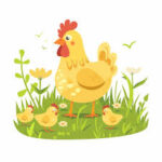 chicken in field clipart